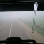 On the road in a bus